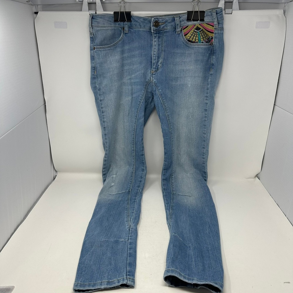 Cotelac Jeans Women 1 Blue Light Wash Embroidered Pocket Slim Leg Denim